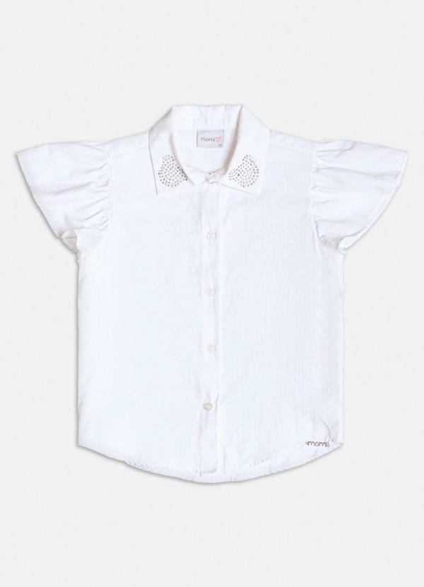 Vista 2 Camisa Manga Curta com Strass Branco Momi Momi