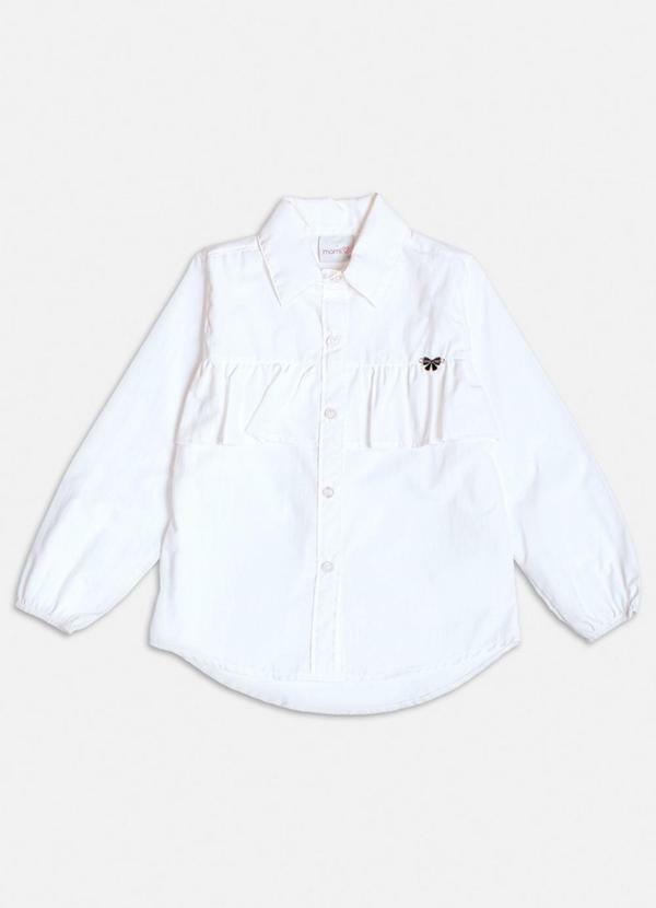 Camisa Manga Longa com Babados na Frente Branco