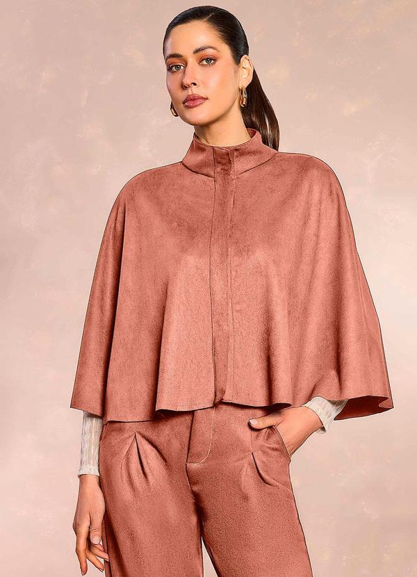 Pelerine Ethnic Blur em Suede Marrom