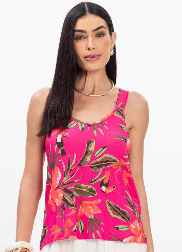 Regata Nadador Feminina Estampada Rosa