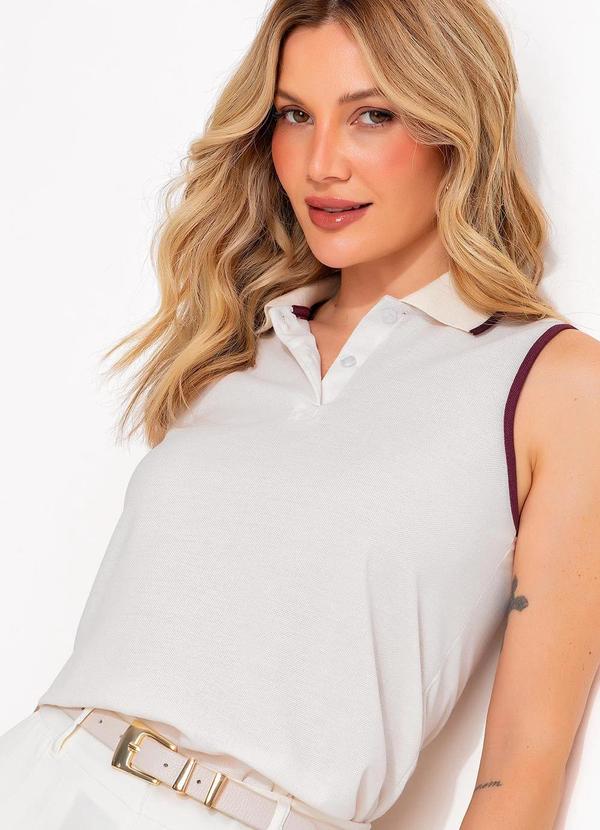 Blusa Gola Polo Off White em Piquet