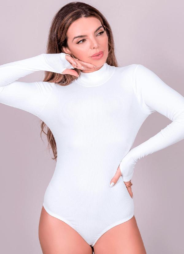 Body Canelado Manu Manga Longa Off White