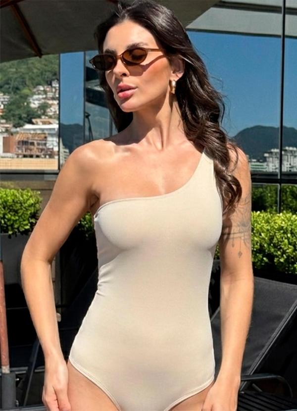 Body Duplo Ombro Só Bege