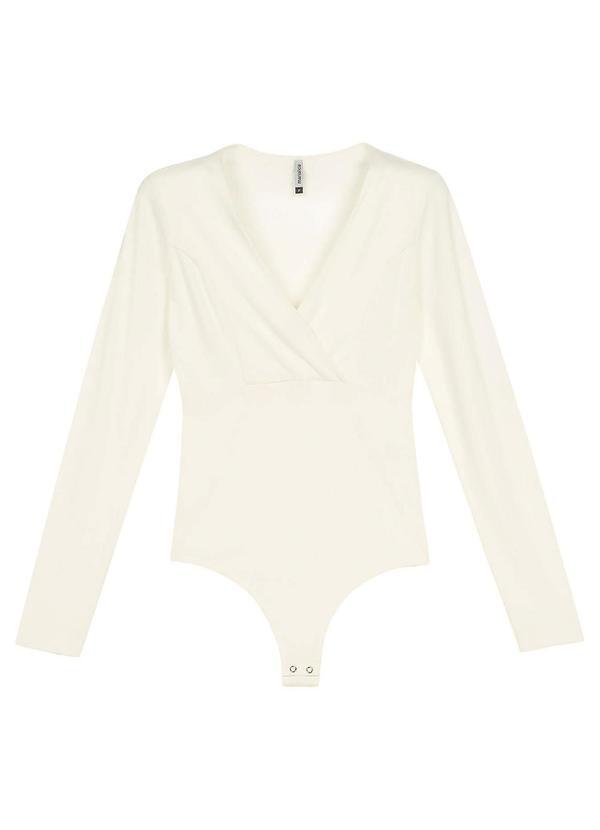 Body Feminino Decote Transpassado Bege