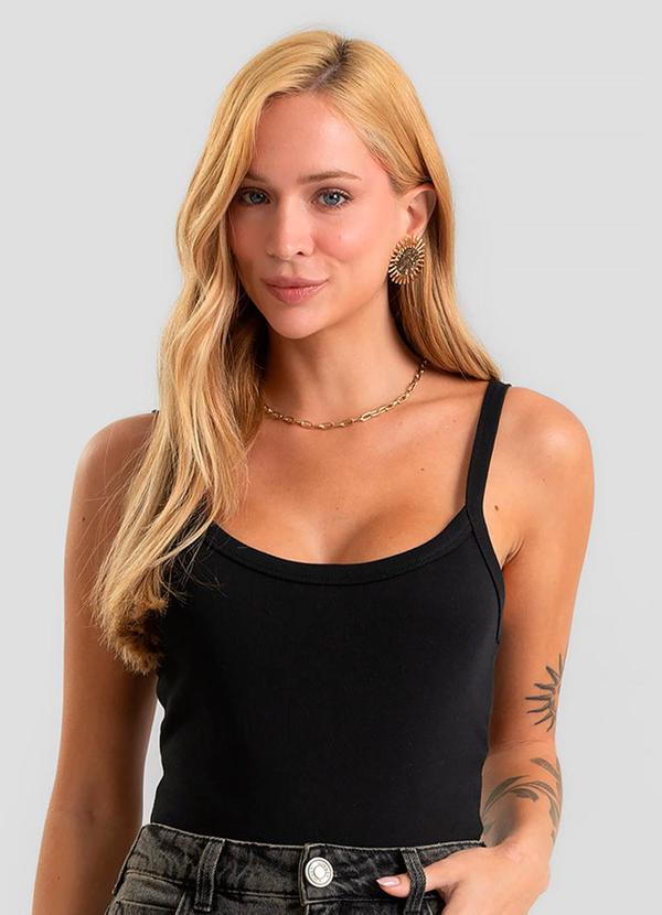 Body Feminino em Ribana Canelada Preto
