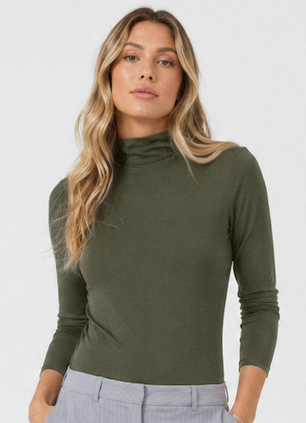 Body Feminino Malha Delicate com Gola Alta Verde