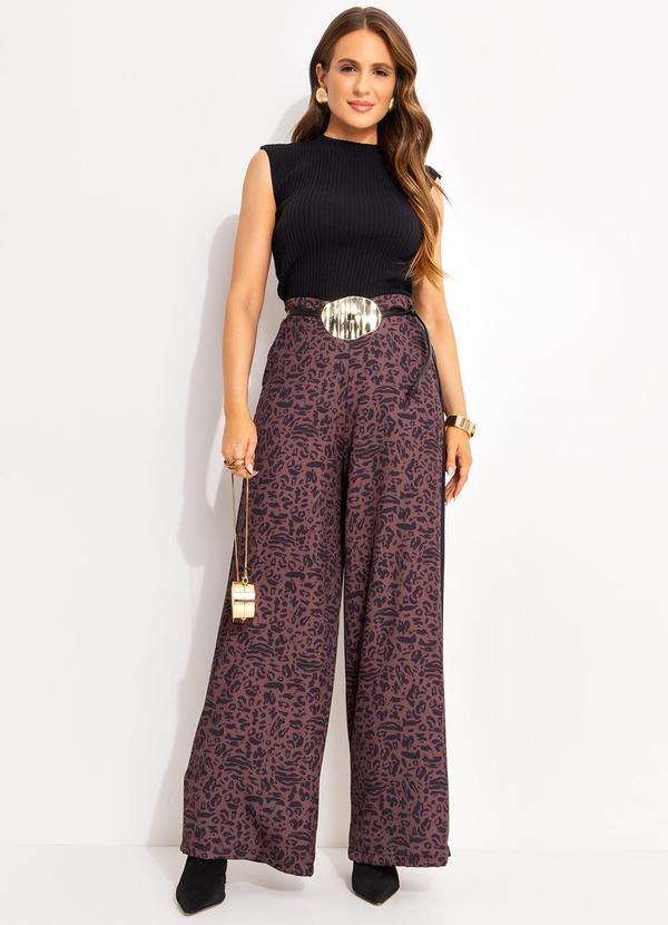 Calça Animal Print em Alfaiataria