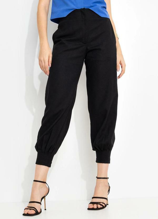 Vista 2 Calça em Viscolinho Preto You Premium You Premium