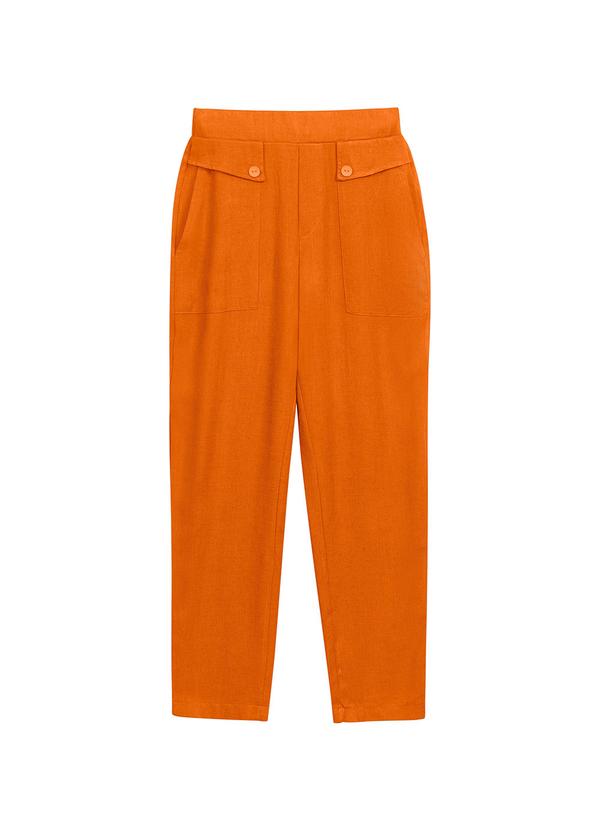 Vista 2 Calça Feminina com Bolso Frontal Laranja Marialícia Marialícia