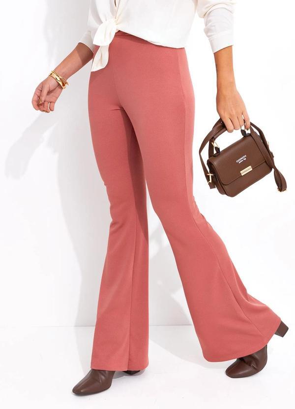 Calça Flare Rosé em Malha Crepe