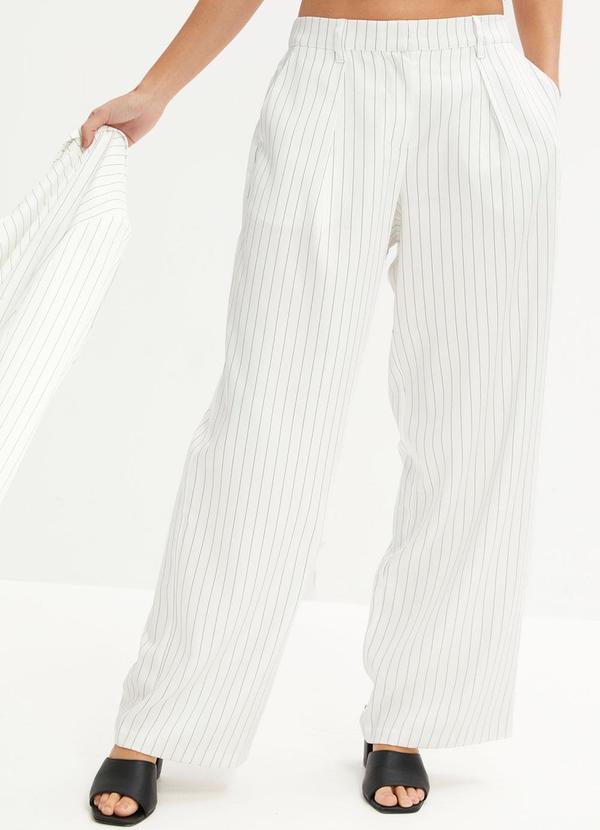 Calça Off White em Crepe Plano