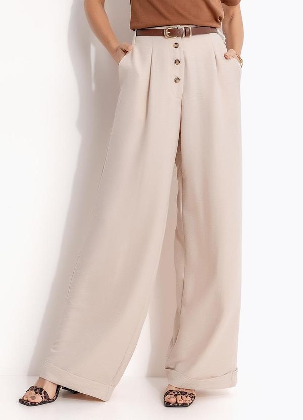 Calça Pantalona Bege em Air Flow