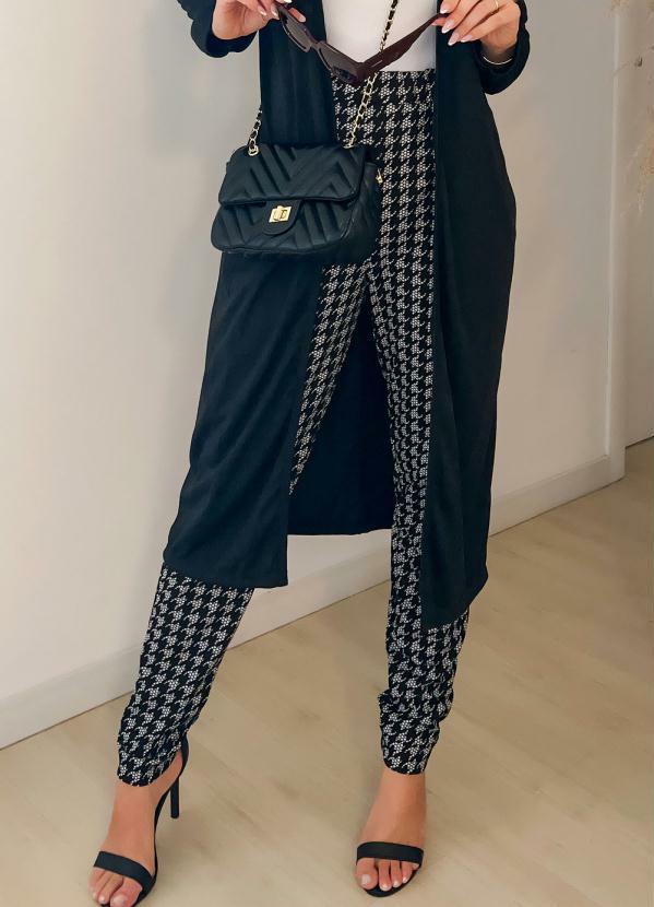 Vista 2 Calça Pied de Poule com Cintura Alta Moda Pop Moda Pop
