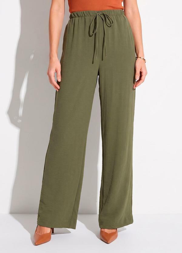 Vista 2 Calça Pijama Verde em Crepe Plano Quintess Quintess
