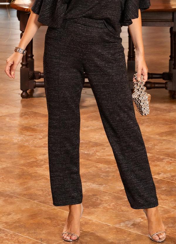 Calça Preto em Malha com Lurex
