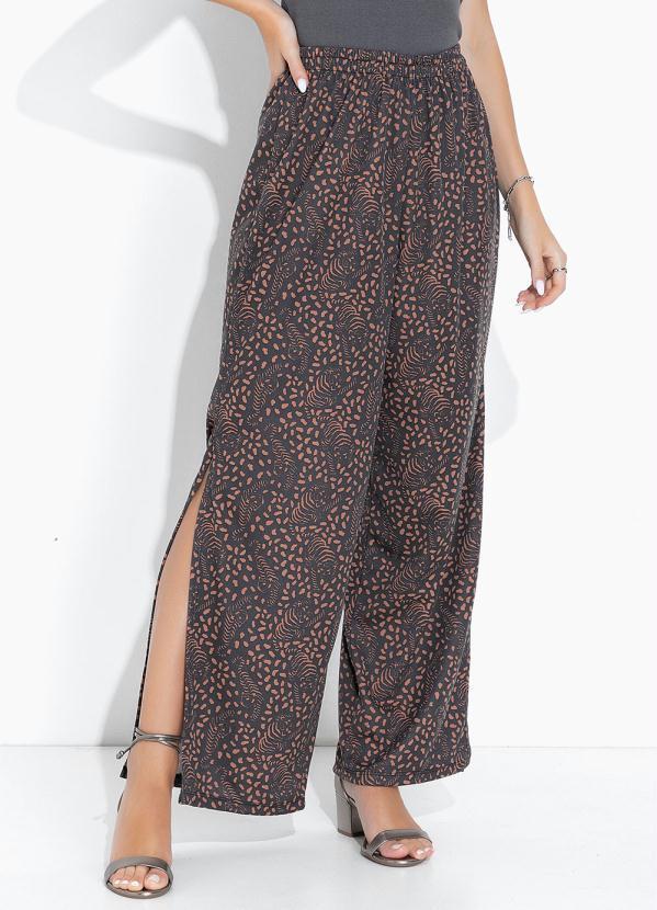 Calça Tigre com Fendas e Cintura Alta.