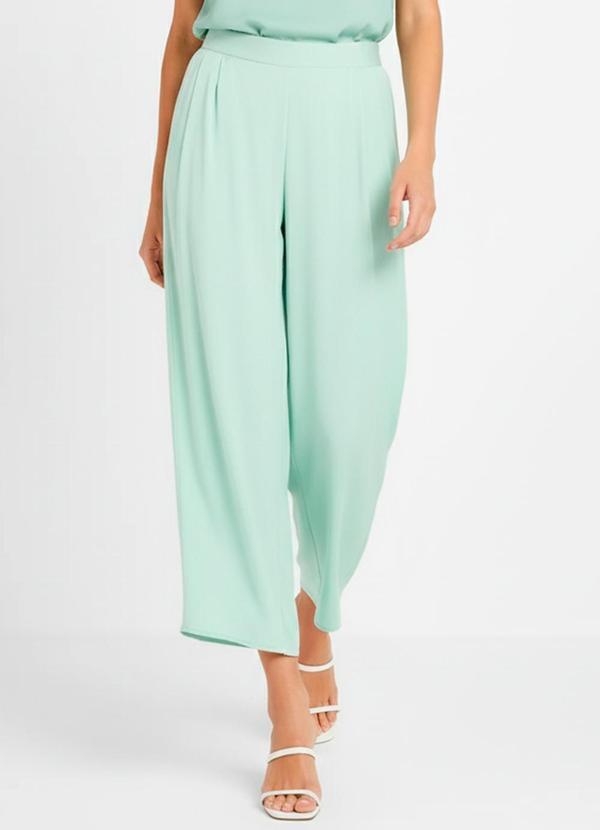 Calça Verde Claro em Crepe Plano