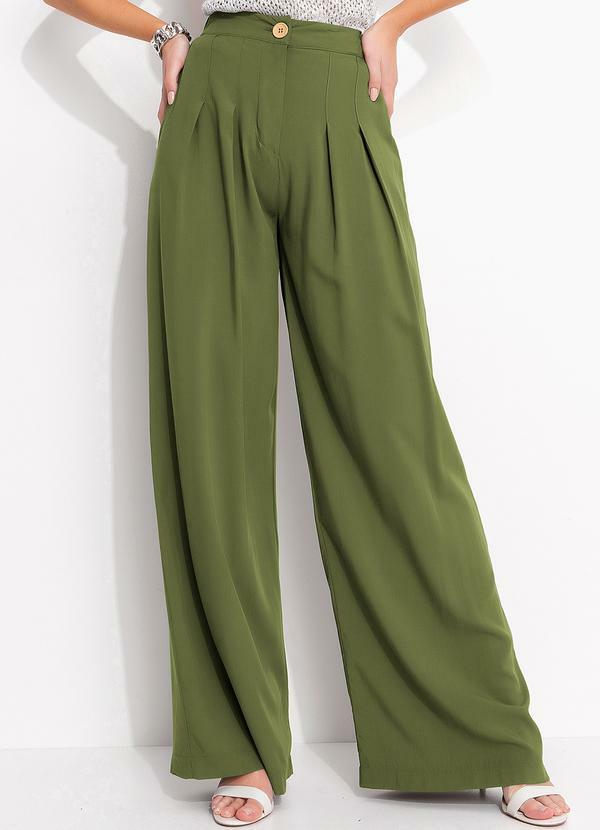 Calça Verde em Viscose Plana