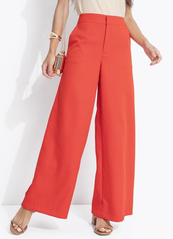 Vista 2 Calça Vermelho em Crepe Plano Quintess Quintess