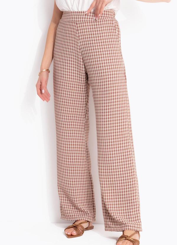 Calça Vichy Marrom em Fio Tinto