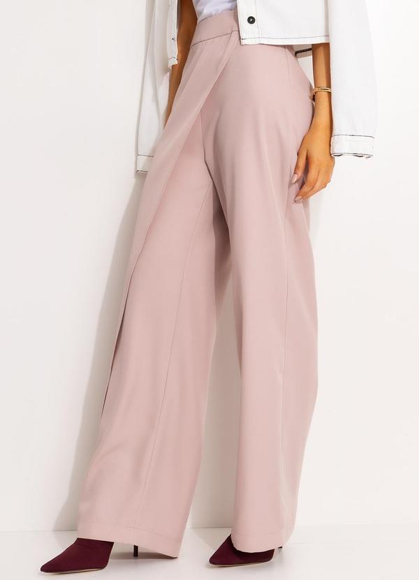 Calça Wrap Nude em Alfaiataria