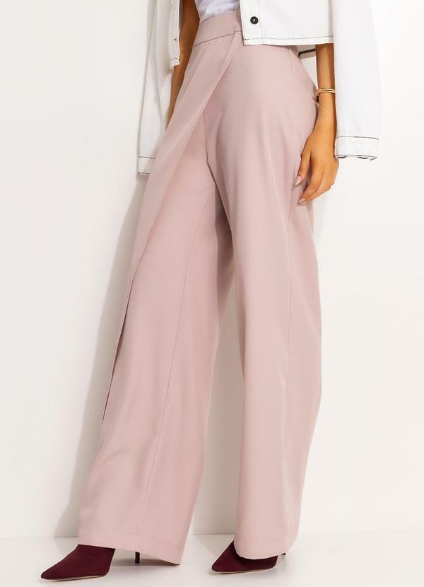 Calça Wrap Nude em Alfaiataria