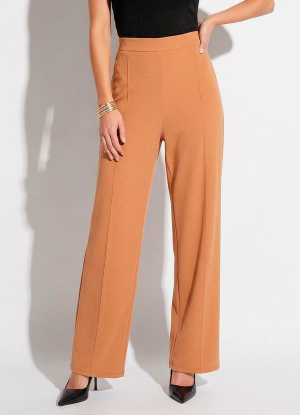 Calça Bege em Malha Crepe