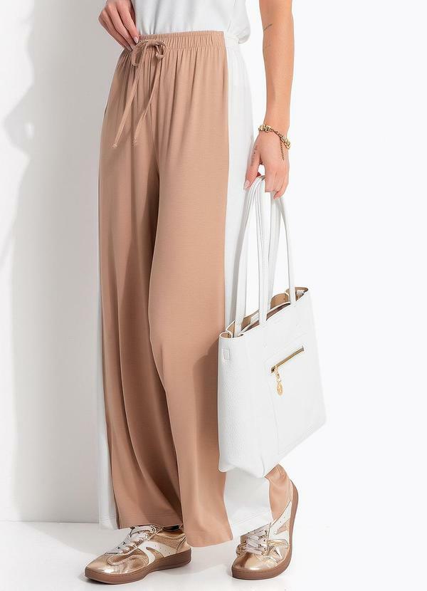 Calça Bege em Malha de Viscose