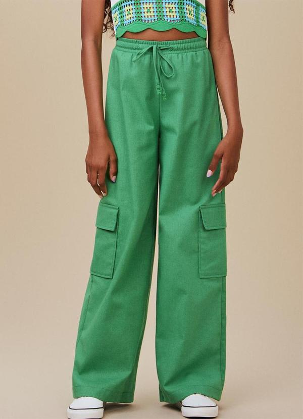 Calça Cargo de Linho Verde