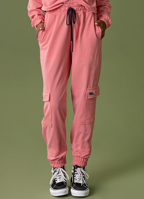 Vista 2 Calça Cargo Moletom Feminina Rosa The Philippines The Philippines