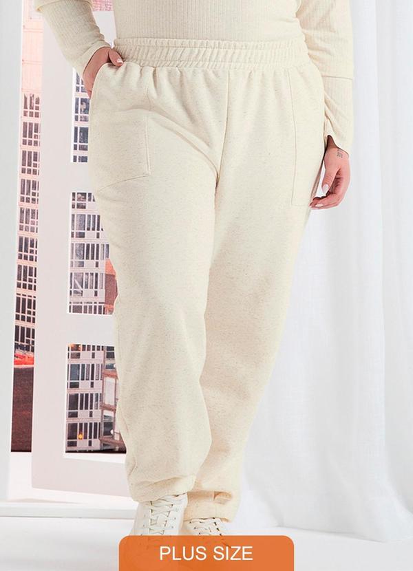 Calça Comfy Feminina Moletom com Linho Bege