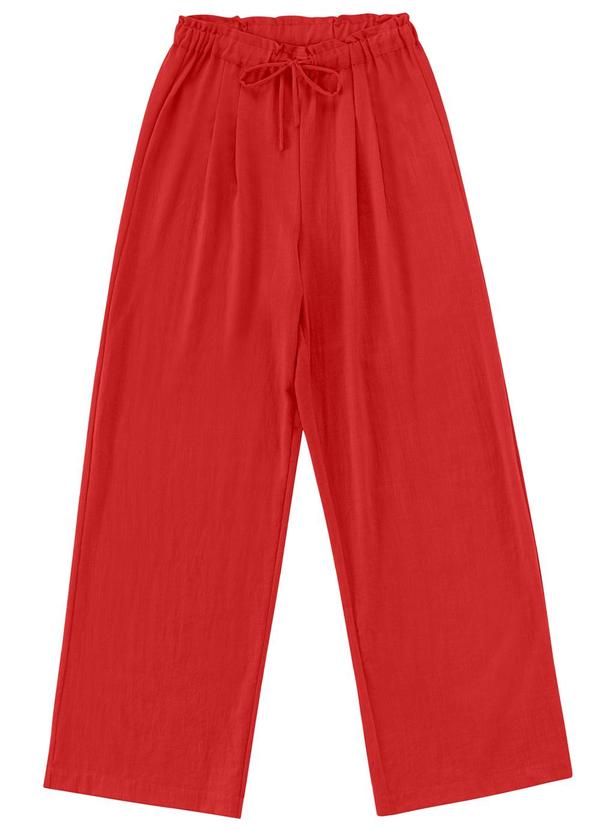 Calça de Viscose Rajada Feminina Vermelho