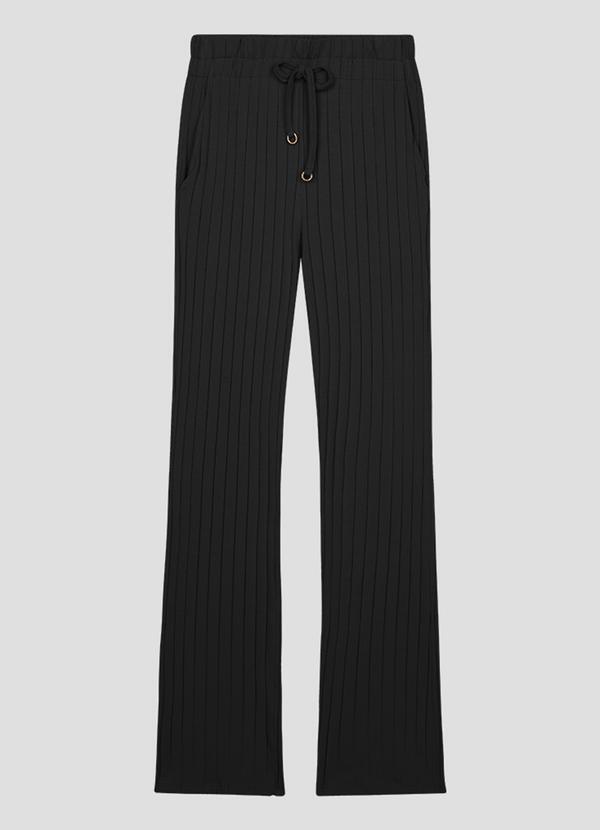 Calça Feminina em Cotton Canelado com Bolso Preto