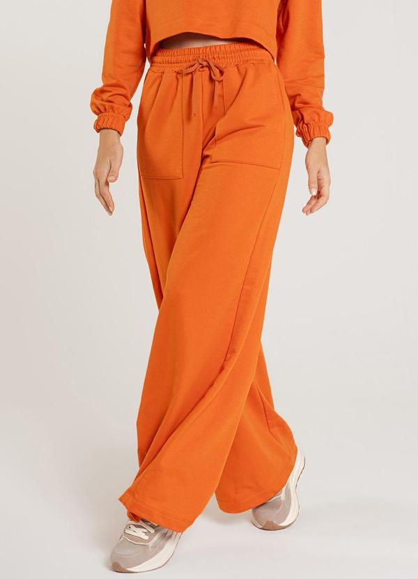 Vista 2 Calça Feminina em Moletom Laranja JUST BASIC JUST BASIC