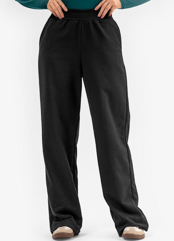 Vista 2 Calça Feminina em Moletom Rovitex Preto Rovitex