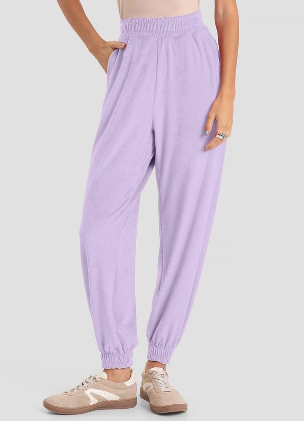 Calça Feminina Jogger Veludo Cotelê Roxo