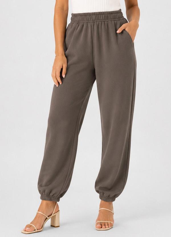 Calça Feminina Moletom Peluciado Marrom