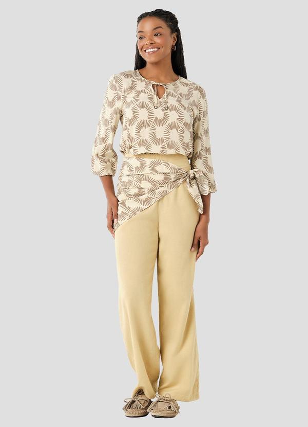 Calça Feminina Viscose Linho Bege