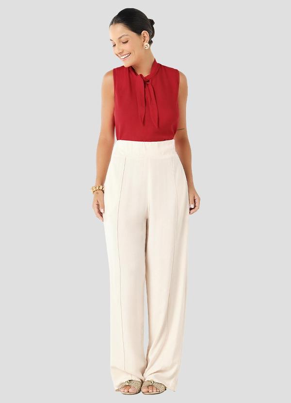 Calça Feminina Viscose Twill Bege