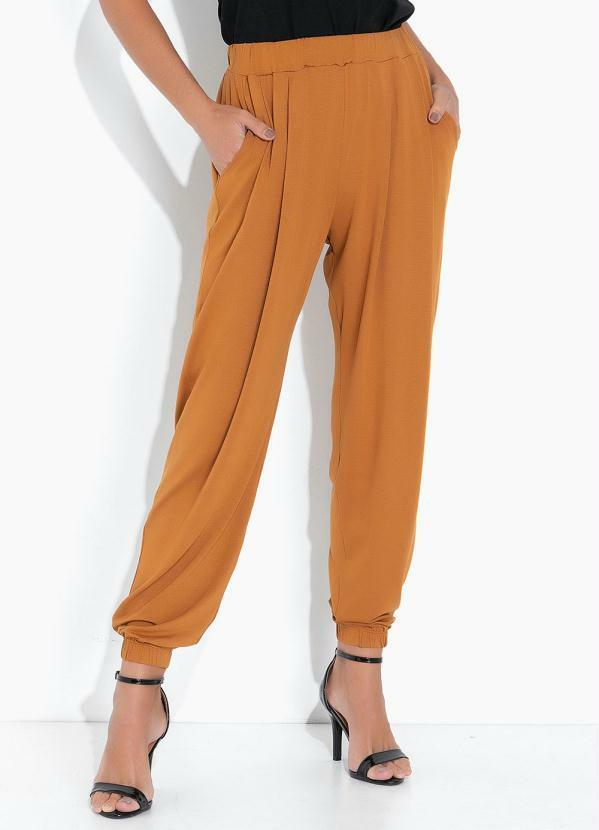 Calça Jogger com Elástico na Cintura Caramelo