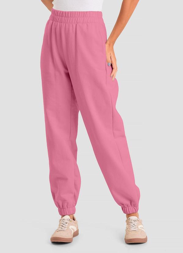 Calça Jogger Feminina em Moletom Penteado Rosa