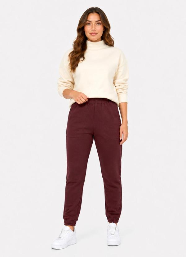 Calça Jogger Feminina em Moletom Vermelho
