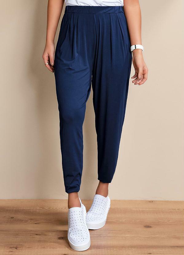 Calça Marinho Soltinha com Pregas