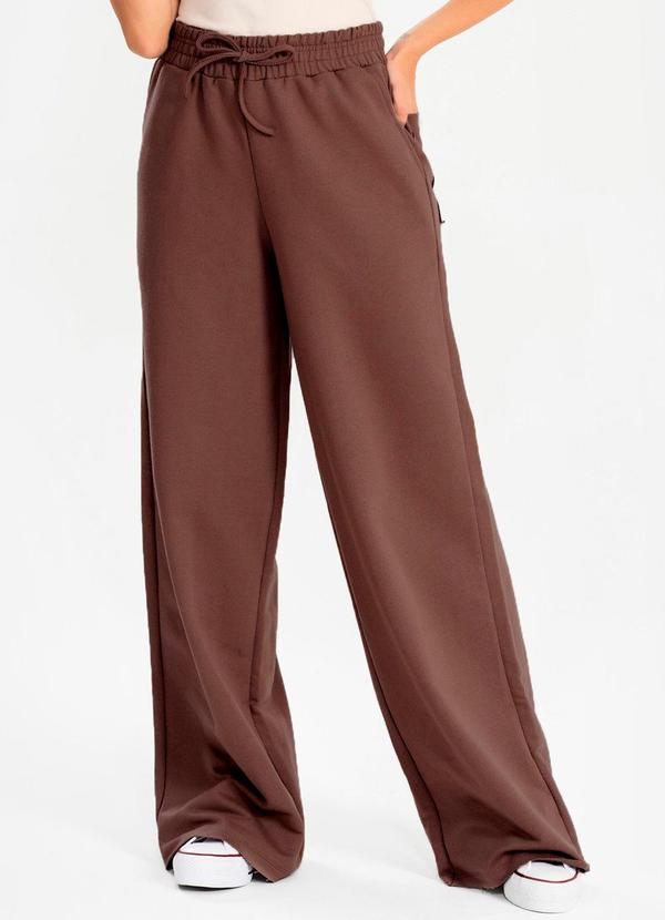 Calça Moletinho Wide Leg Tai Marrom