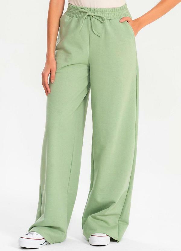 Calça Moletinho Wide Leg Tai Verde Pistache