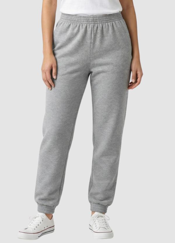 Calça Moletom Feminina Básica Cinza