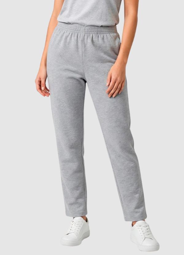 Calça Moletom Feminina Básica Cinza