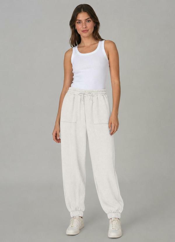 Calça Moletom Jogger Básico Bege