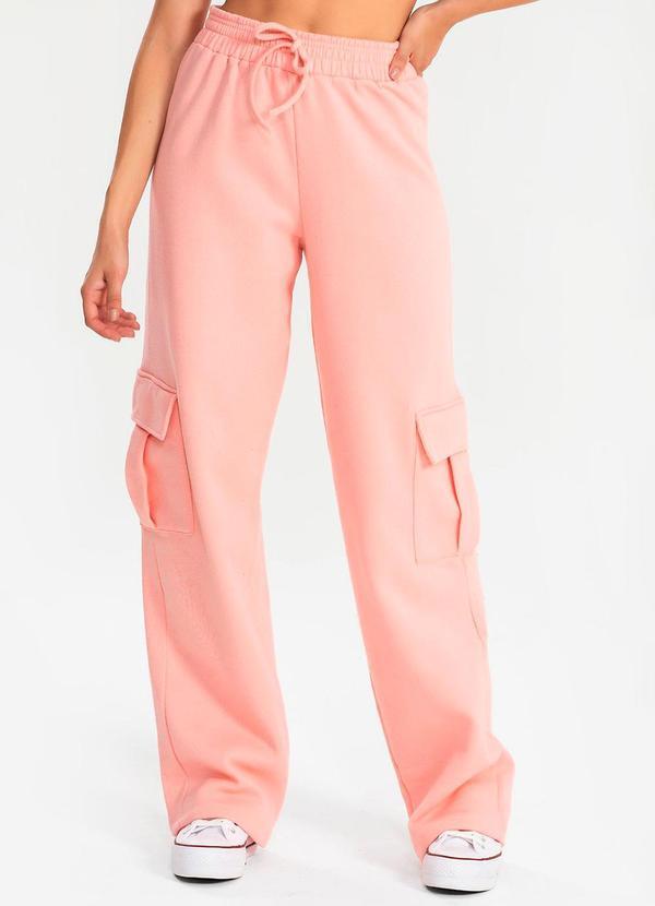 Vista 2 Calça Moletom Reta Cargo Blush Meu Jeans Meu Jeans