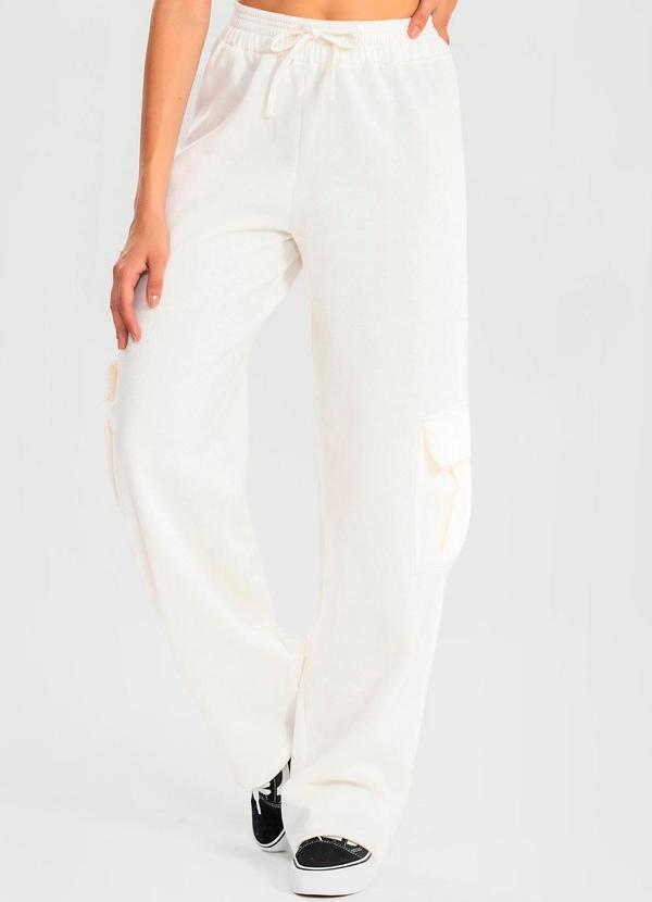 Vista 2 Calça Moletom Reta Cargo Off White Meu Jeans Meu Jeans